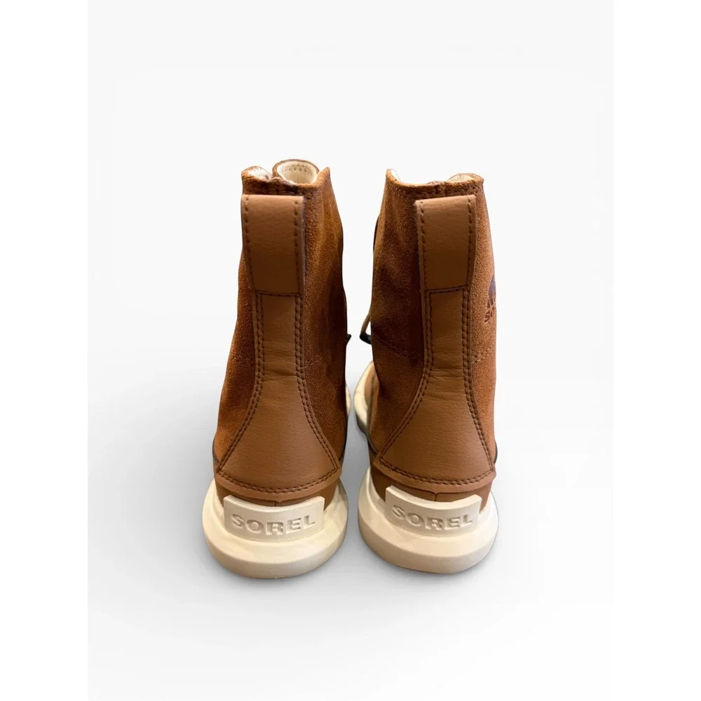 Sorel Girls Explorer Leather Boot Waterproof Tan Faux Fur‎ Youth 4